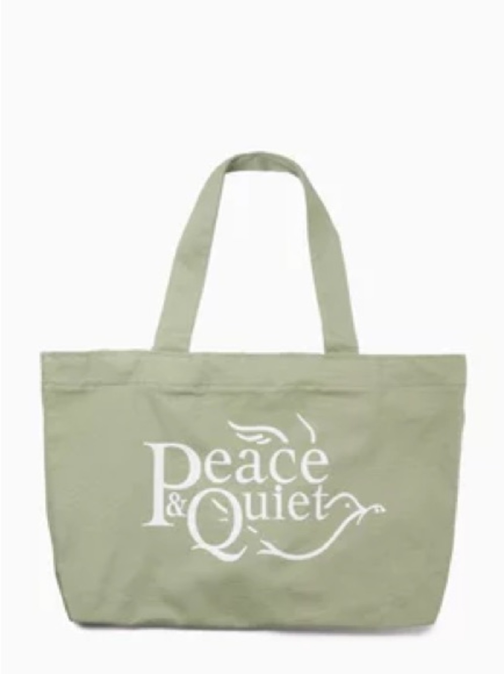 NWT Museum of Peace & Quiet Glide Tote Bag Sage Green Logo Canvas Shoulder Bag